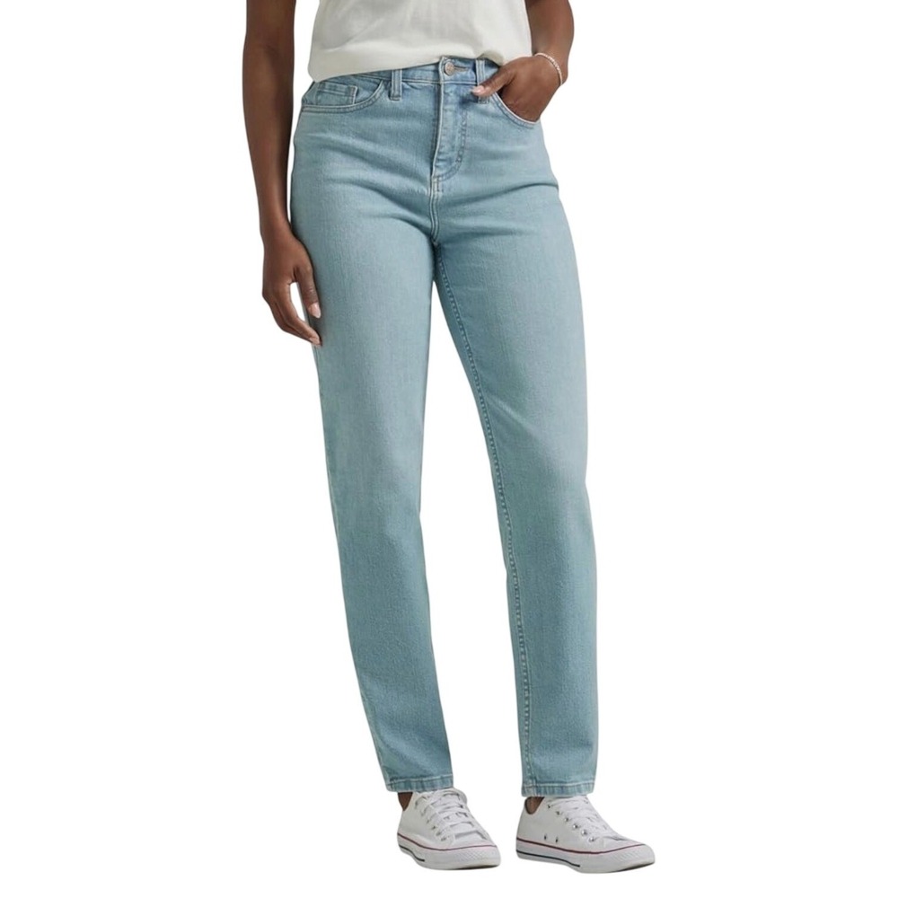 NEW Lee Women Legendary Style High Rise Mom Jean High Tone Blue size 12T Stretch